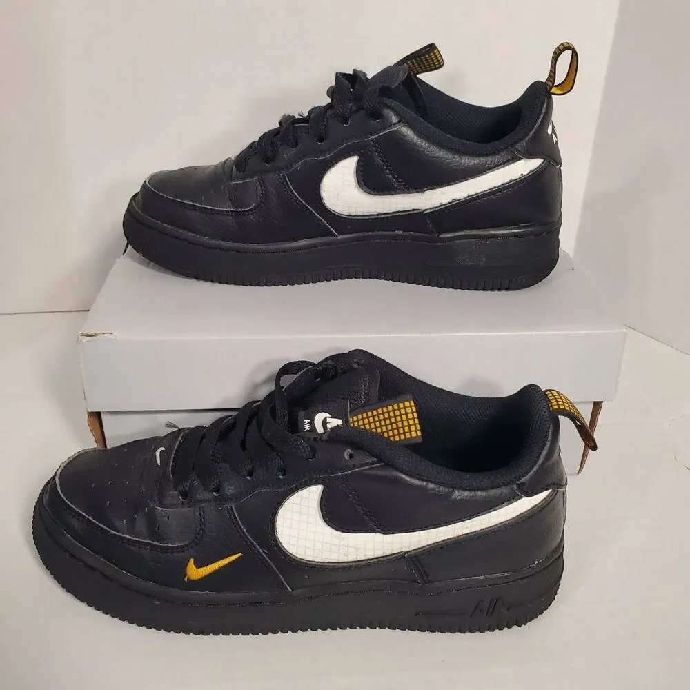 Nike Air‎ Force 1 LVB GS Black/White University Gold Size 5Y HF0095 001